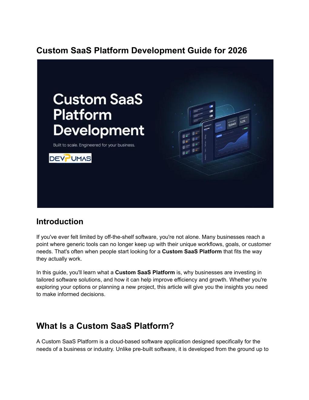 Custom SaaS Platform Development Guide for 2026
