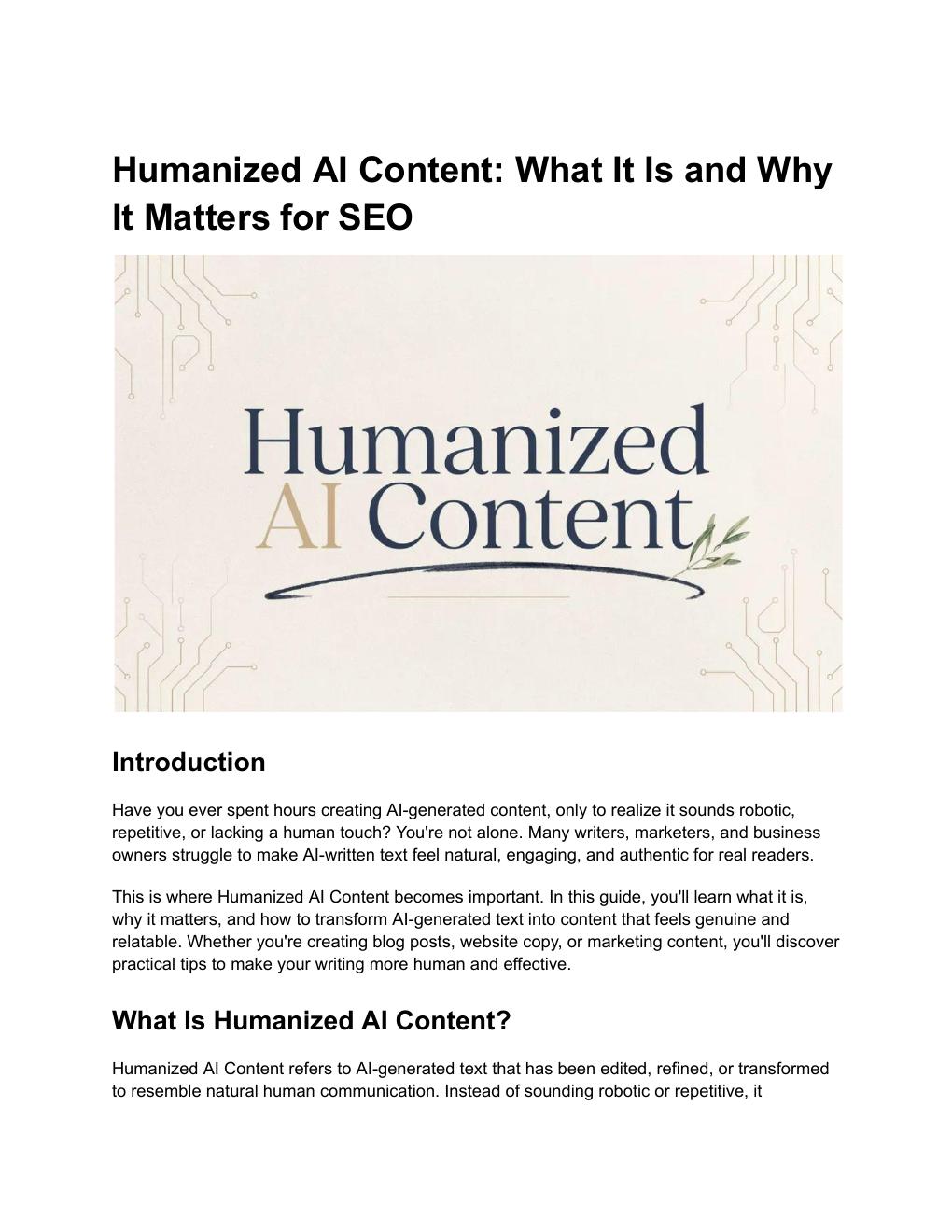 Humanized AI Content: What It Is and Why It Matters for SEO